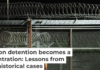 Barbed wire surrounds the GEO Group ICE detention facility in Adelanto, Calif. on July 10, 2025. Patrick T. Fallon/AFP via Getty Images